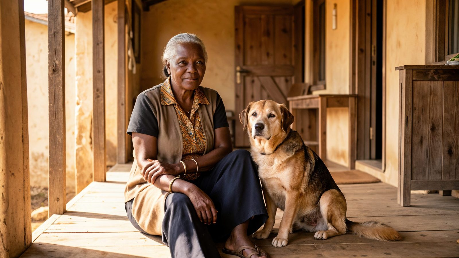 An older companion dog resting calmly at home.